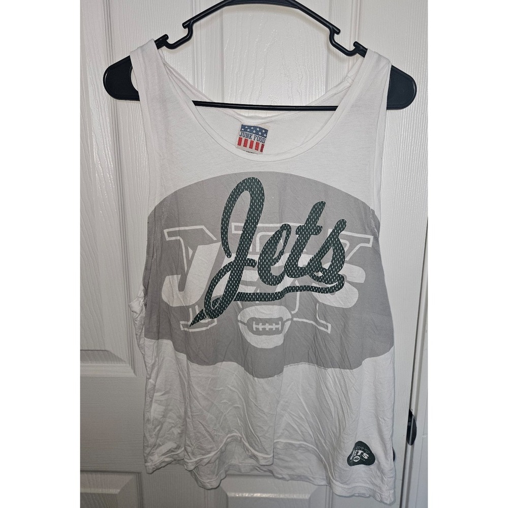 white and grey New York Jets graphic tank top by Junk Food USA made 2014 LG